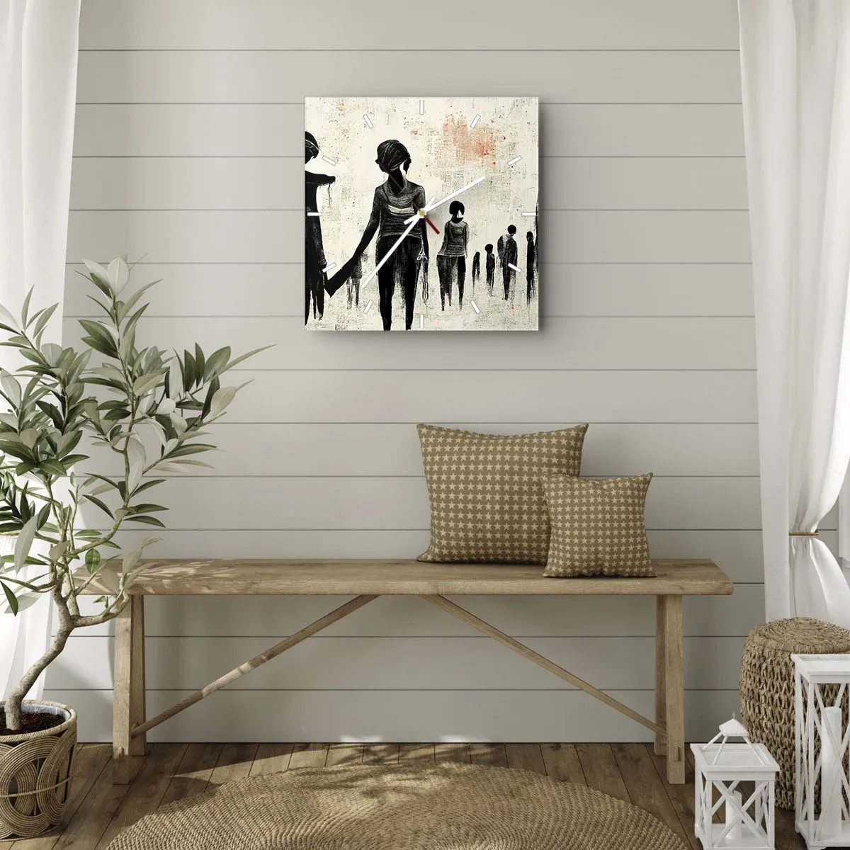 Ceas de perete - Ceas pe sticlă - Împotriva singurătății - 30x30 cm