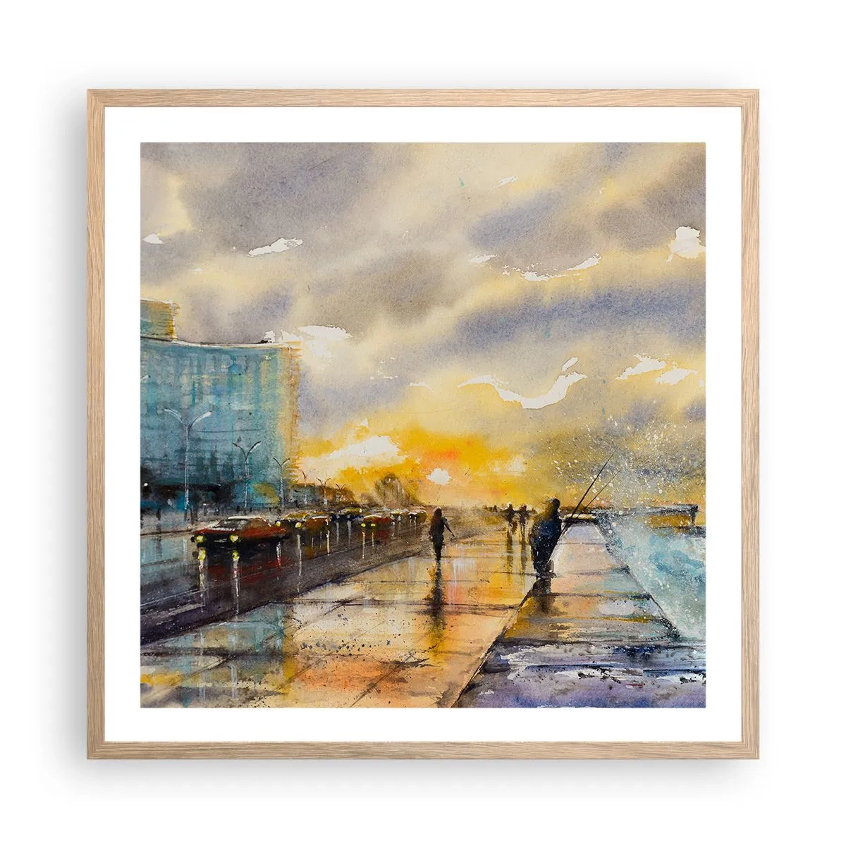 Poster în ramă de stejar deschis - Viața pe țărm - 60x60 cm