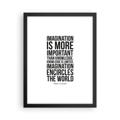 Poster în ramă neagră - Einstein despre puterea imaginației - 30x40 cm
