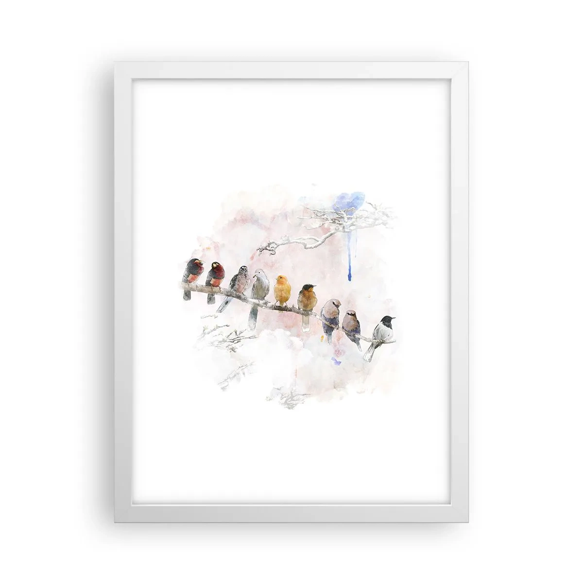 Poster în ramă albă - Întâlnire înaripată - 30x40 cm