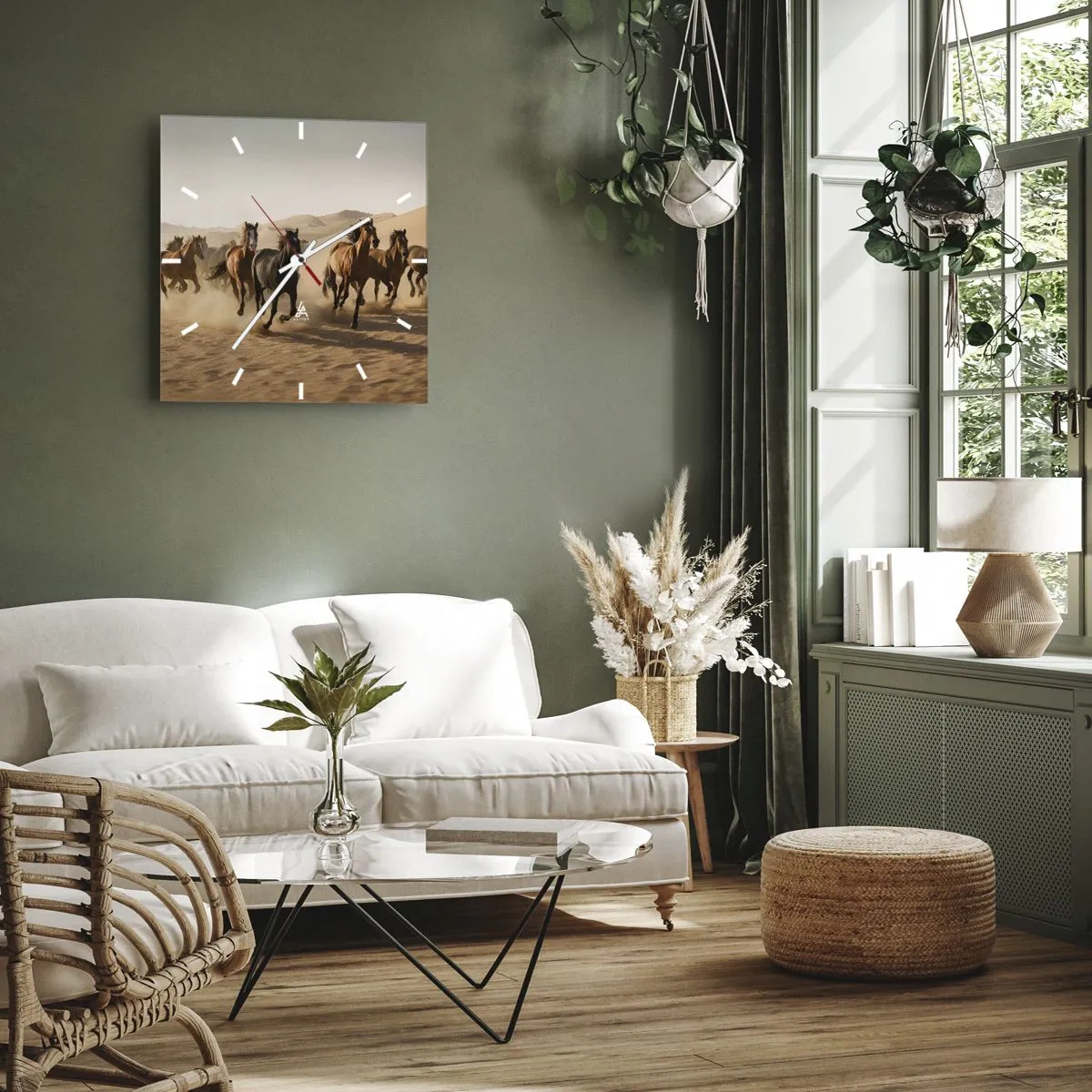 Ceas de perete - Ceas pe sticlă - Liberi ca vântul - 40x40 cm