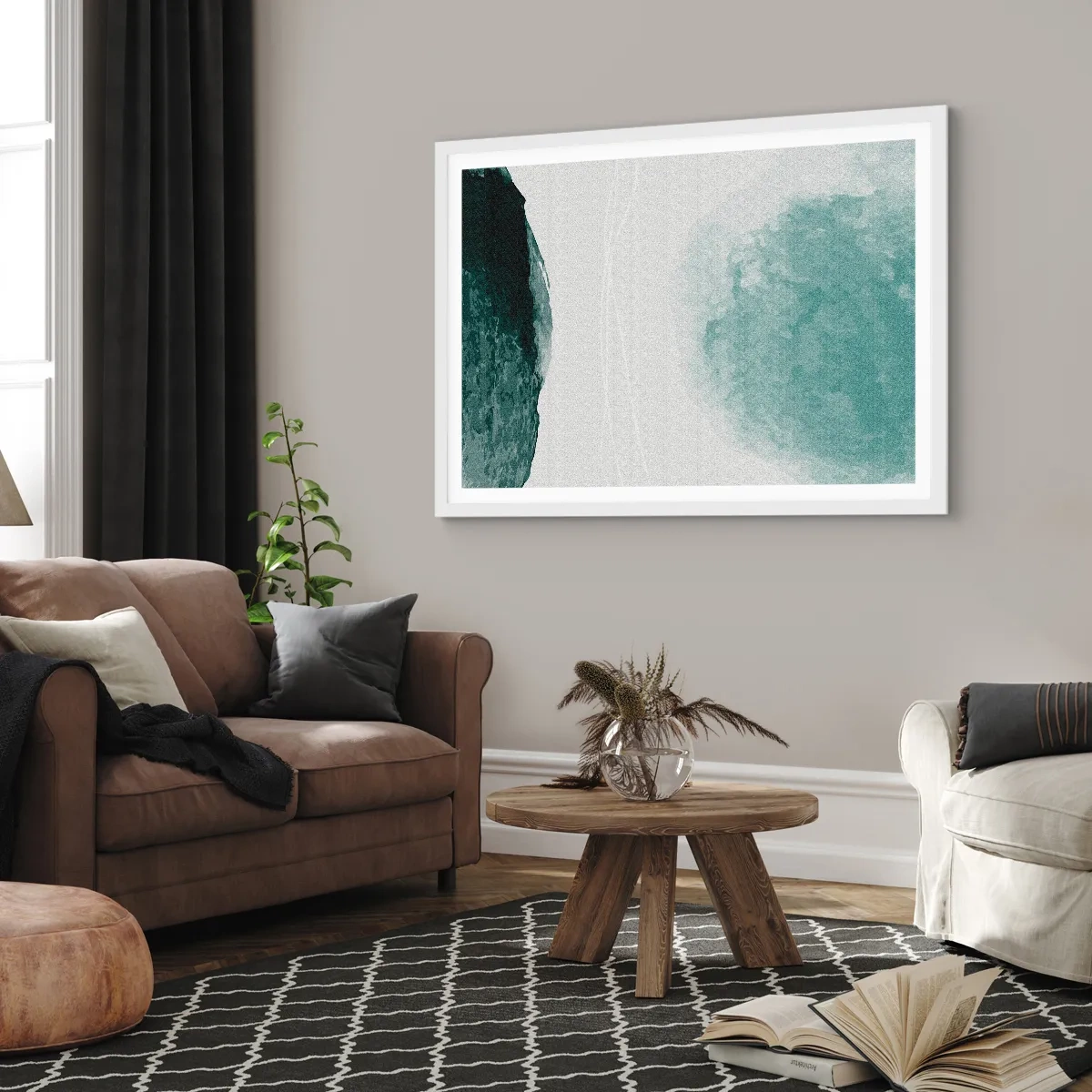 Poster în ramă albă - Întâlnire cu ceața - 70x50 cm