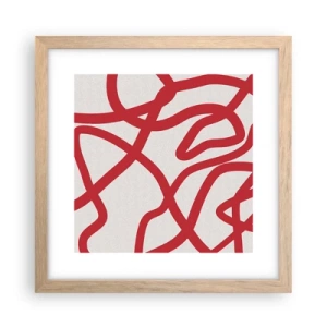 Poster în ramă de stejar deschis - Roșu pe alb - 30x30 cm
