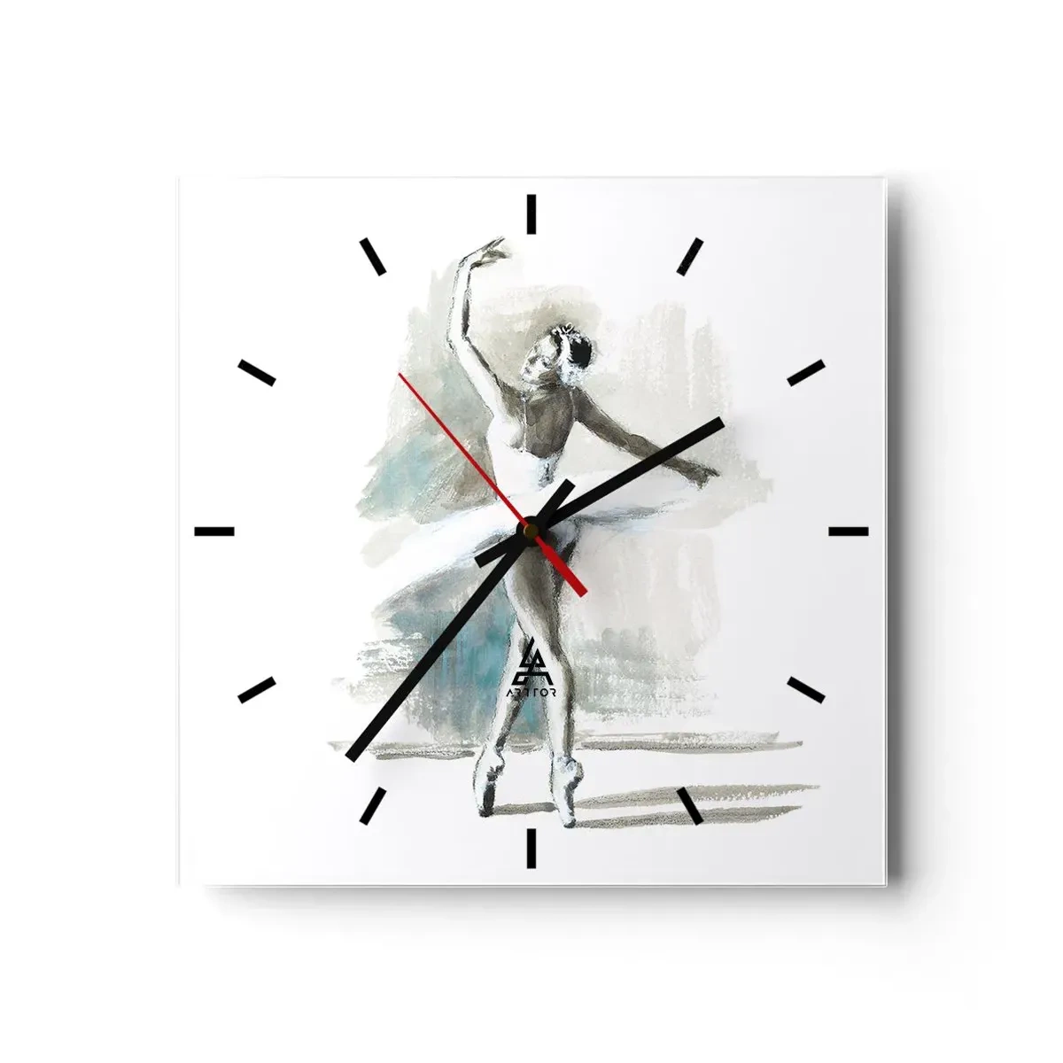 Ceas de perete - Ceas pe sticlă - Fermecată într-o lebădă - 40x40 cm