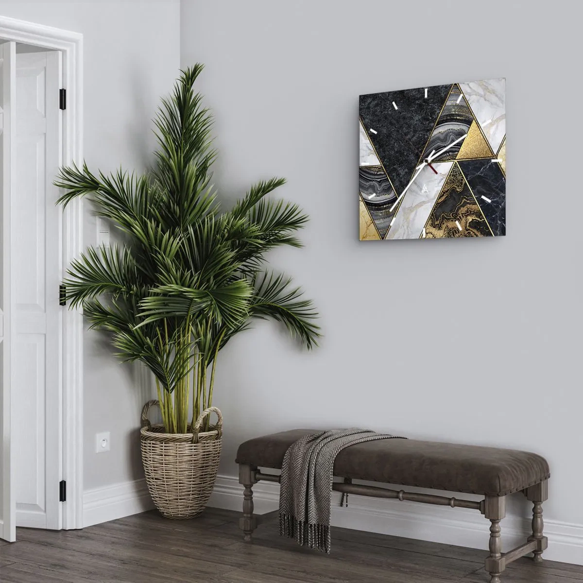 Ceas de perete - Ceas pe sticlă - Piatră cu piatră - 40x40 cm