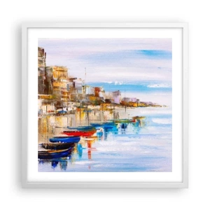 Poster în ramă albă - Port urban multicolor - 50x50 cm