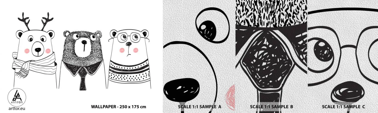 Mostră tapet Premium Sand - Ursuleț, urs - Pentru copii, Urs, Ilustrare - 100x30 cm