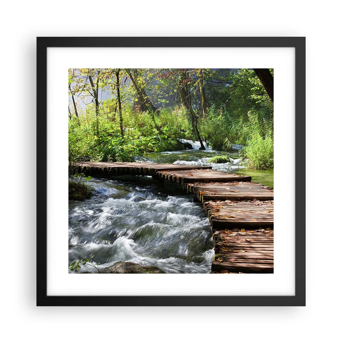 Poster în ramă neagră - Cascadă spumoasă - 40x40 cm