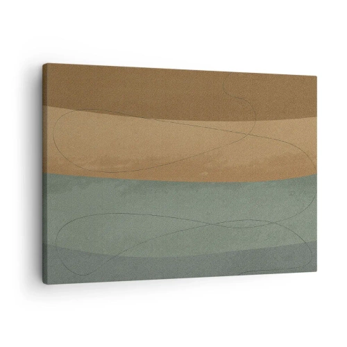 Tablou pe pânză Canvas - Compoziție abstractă în tonuri naturale de pământ - 70x50cm - Compoziție orizontală - Decorațiune modernă pentru perete pentru living și dormitor ARTTOR