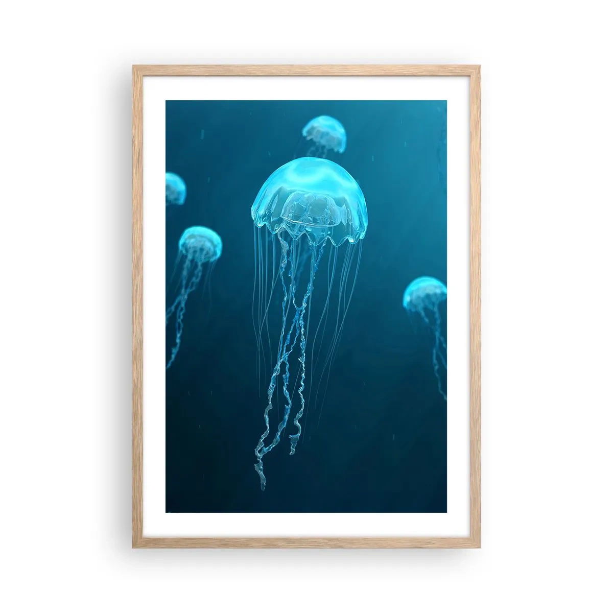 Poster în ramă de stejar deschis - Dansul oceanic - 50x70 cm