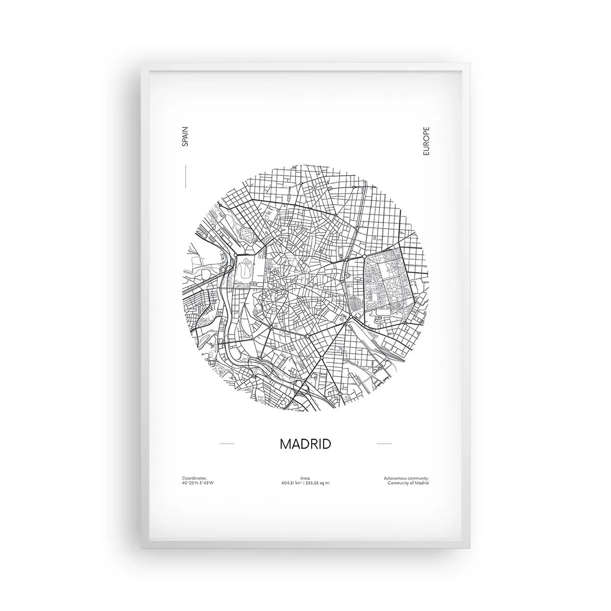 Poster în ramă albă - Anatomia Madridului - 61x91 cm