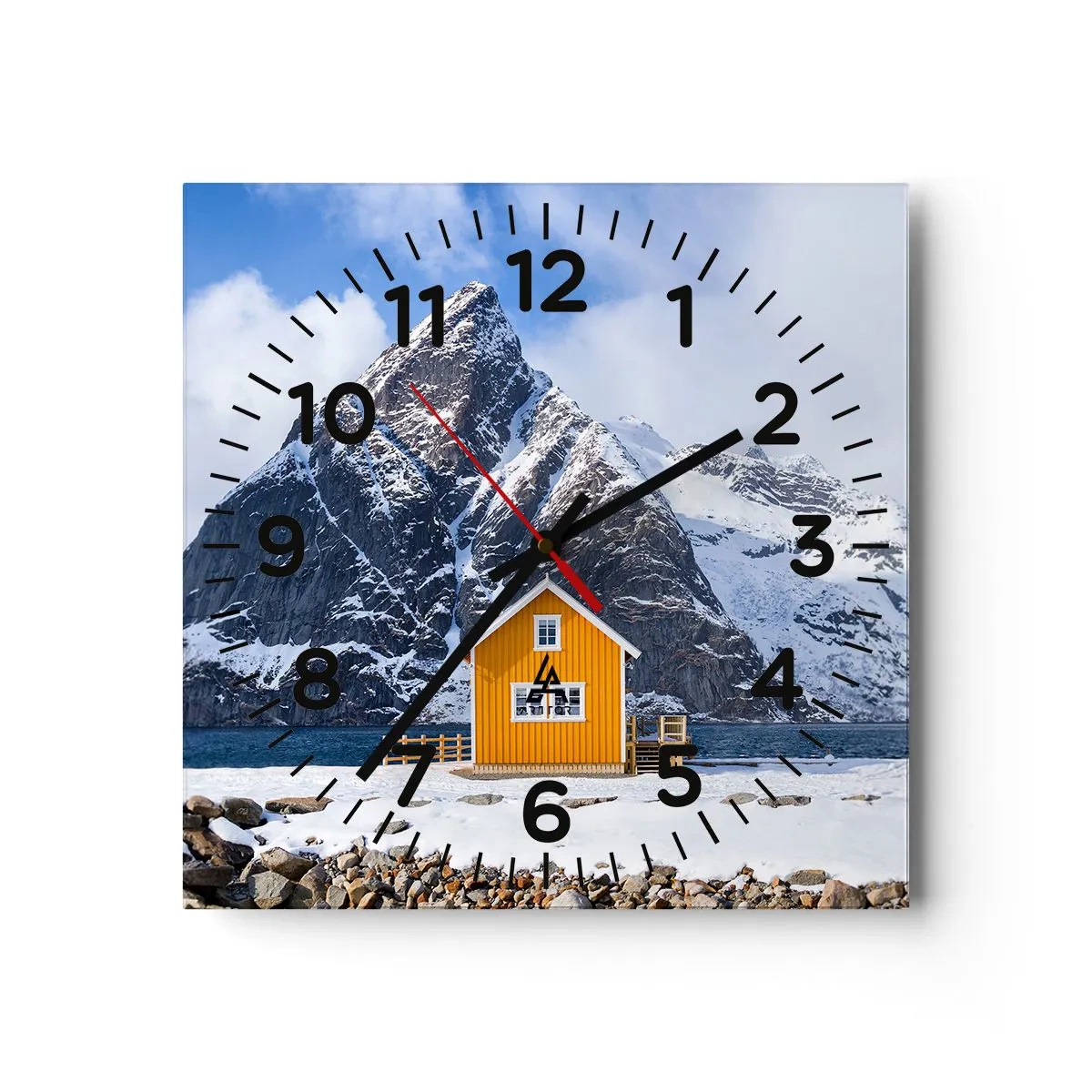 Ceas de perete - Ceas pe sticlă - Vacanță scandinavă - 40x40 cm