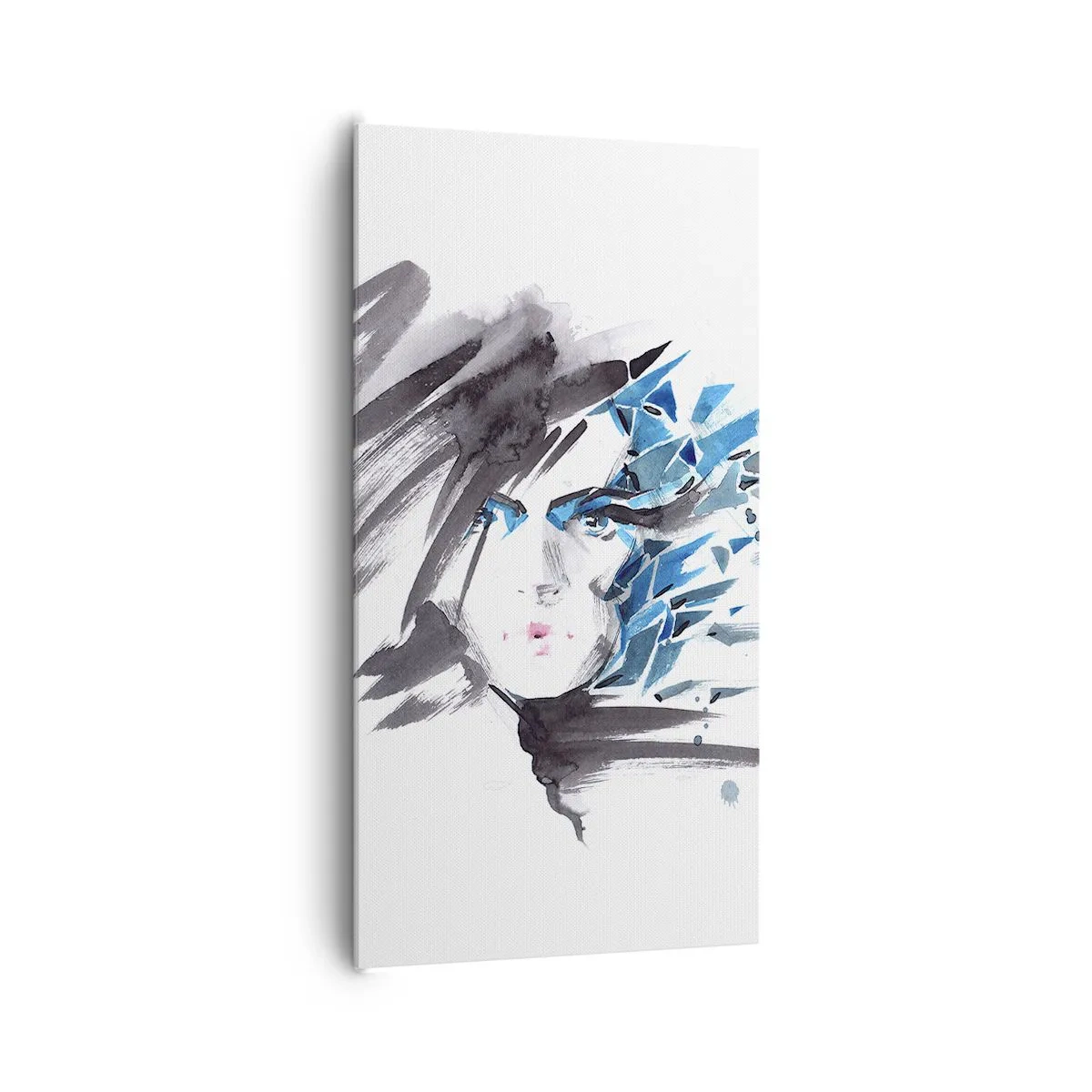Tablou pe pânză - Portret senzual în gri și albastru - 65x120 cm