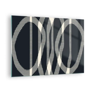 Tablou pe sticlă - Linii geometrice în nuanțe de negru și bej - 70x50cm - Încercare de străpungere a întunericului - Decorațiune modernă pentru perete pentru living și dormitor ARTTOR