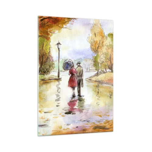 Tablou pe sticlă - Toamnă romantică în parc - 50x70 cm