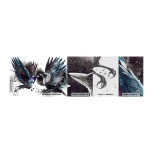 Mostră tapet Premium Canvas - Bătălia corbilor - Abstracția, Pasăre, Animale - 100x30 cm