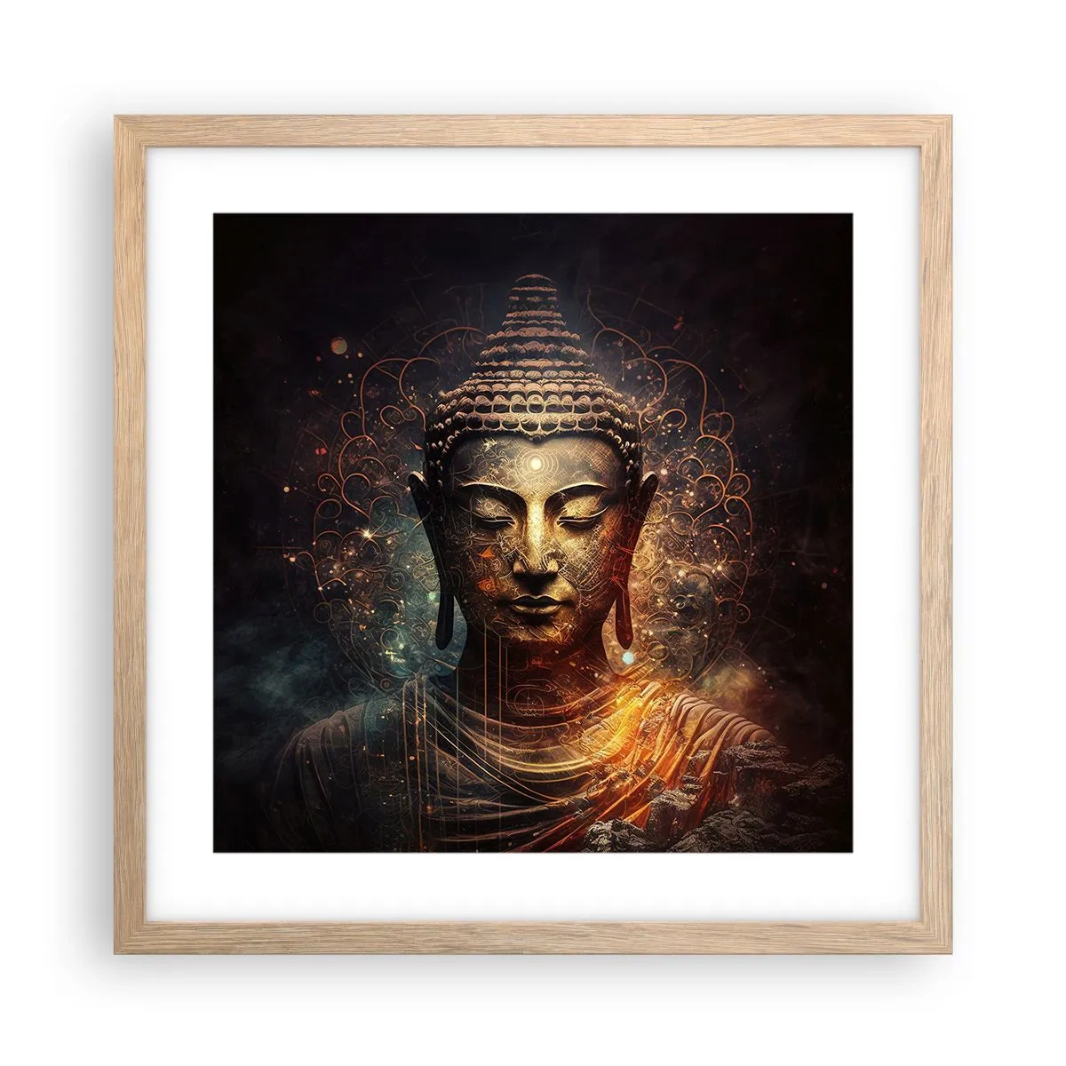 Poster în ramă de stejar deschis - Echilibru spiritual - 40x40 cm