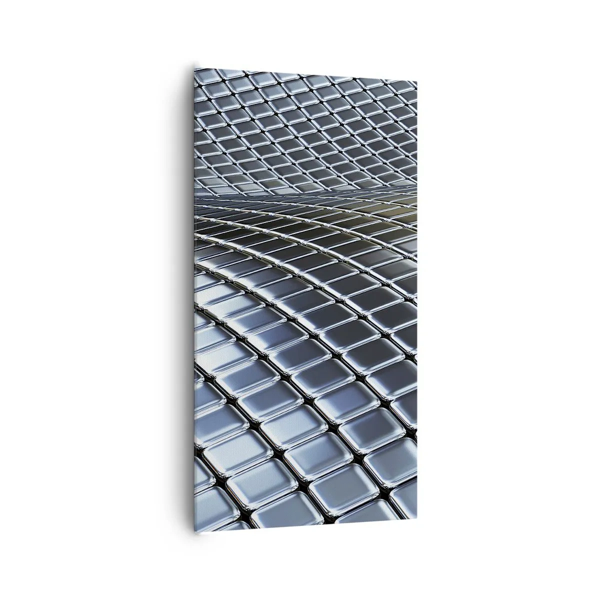 Tablou pe pânză - Val metalic argintiu - 65x120 cm