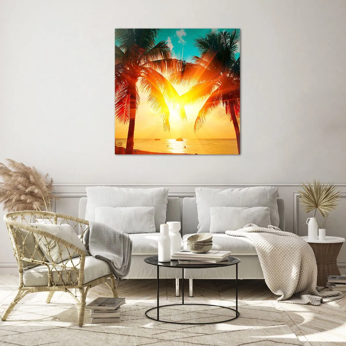 Tablou pe sticlă - Cuplu exotic - 70x70 cm