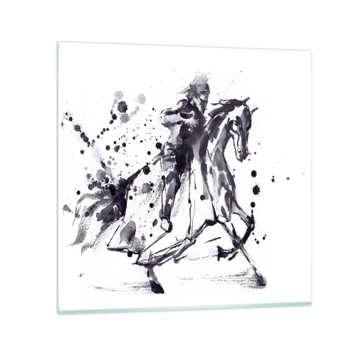 Tablou pe sticlă - Cavalerul negru - 30x30 cm