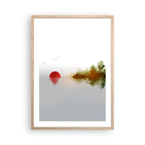 Poster în ramă de stejar deschis - Promisiune de liniște - 50x70 cm