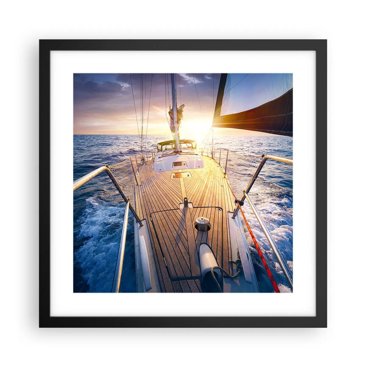 Poster în ramă neagră - Alergând pe valuri - 40x40 cm