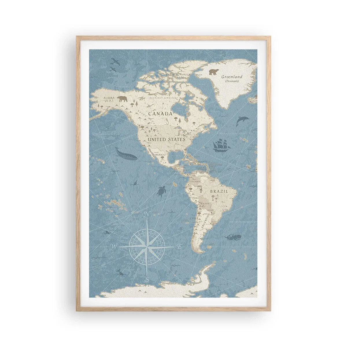 Poster în ramă de stejar deschis - Lumea la îndemână - 70x100 cm