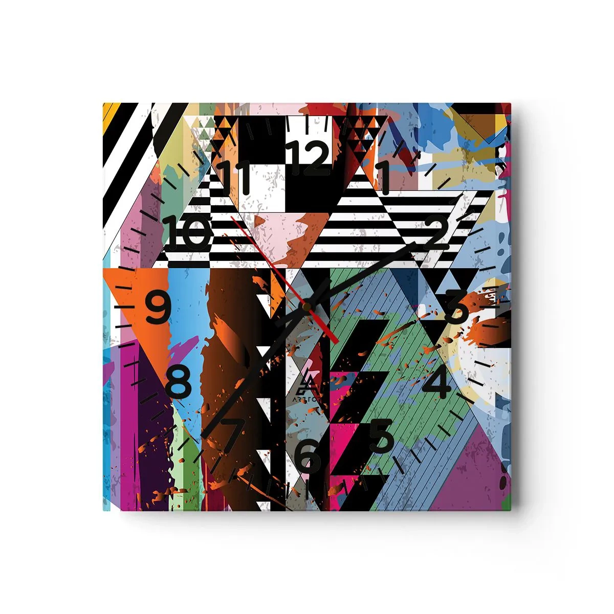 Ceas de perete - Ceas pe sticlă - Geometric și organic - 40x40 cm