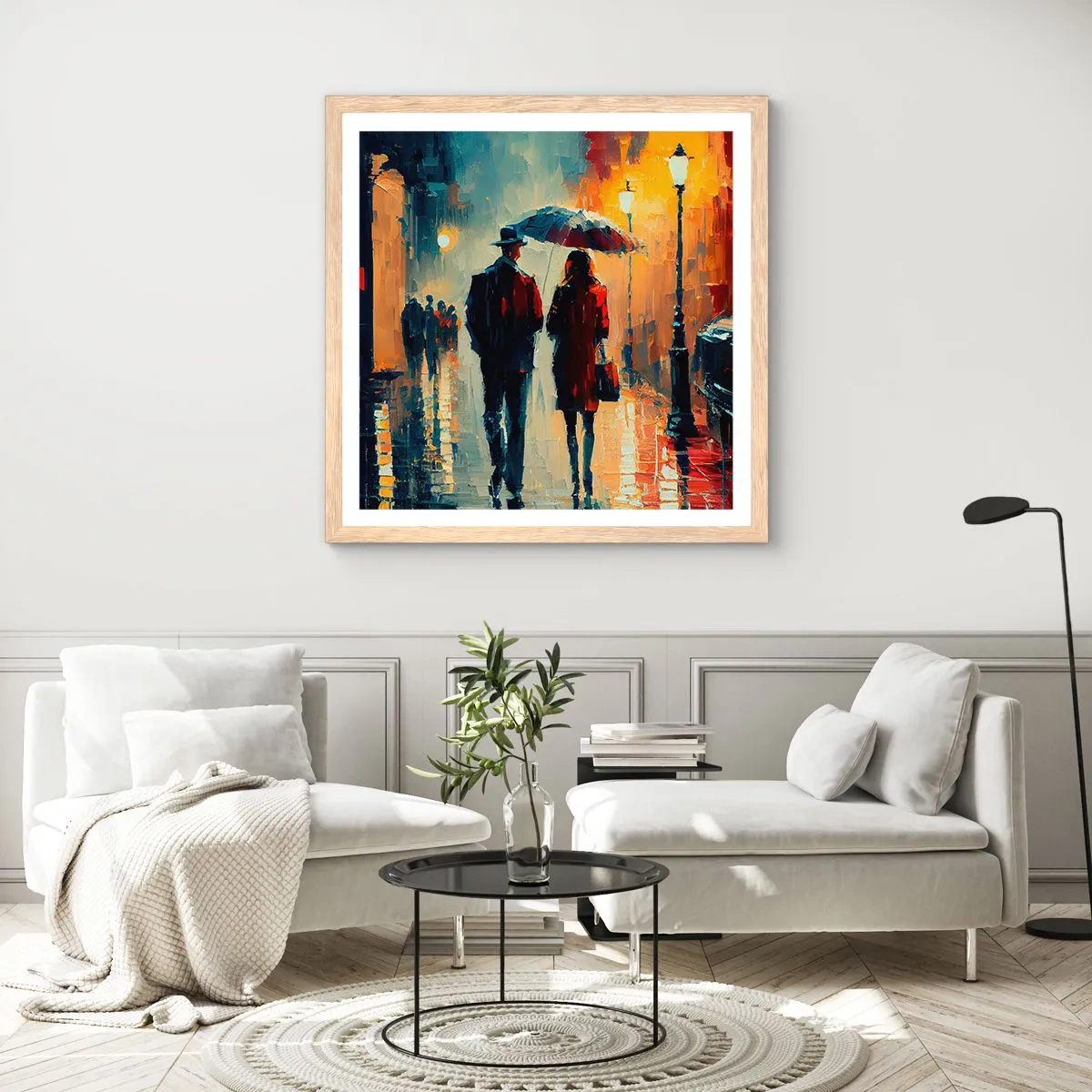 Poster în ramă de stejar deschis - Poveste de dragoste urbană - 30x30 cm