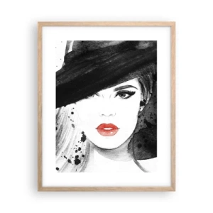 Poster în ramă de stejar deschis - Doamna în negru - 40x50 cm