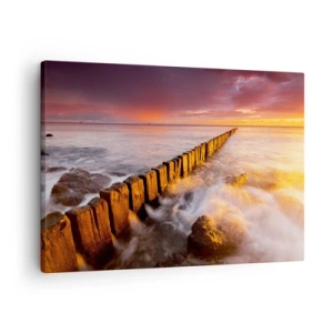 Tablou pe pânză Canvas - Un peisaj pitoresc lângă mare la apus - 70x50cm - Blândețea valurilor - Decorațiune modernă pentru perete pentru living și dormitor ARTTOR