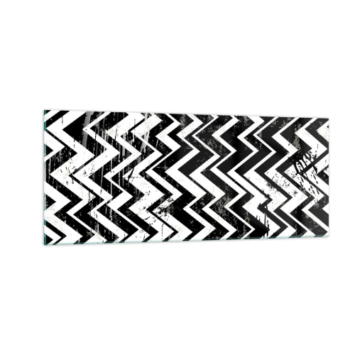 Tablou pe sticlă - Zig-alb, zag-negru - 100x40 cm