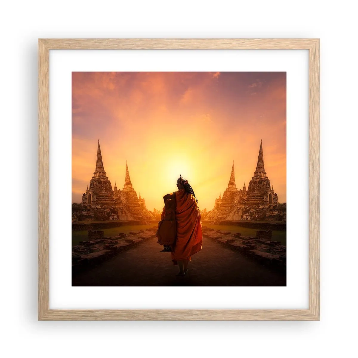 Poster în ramă de stejar deschis - În pace prin eternitate - 40x40 cm