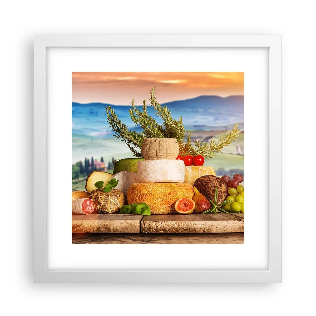 Poster în ramă albă - Bucurie de viață în stil italian - 30x30 cm