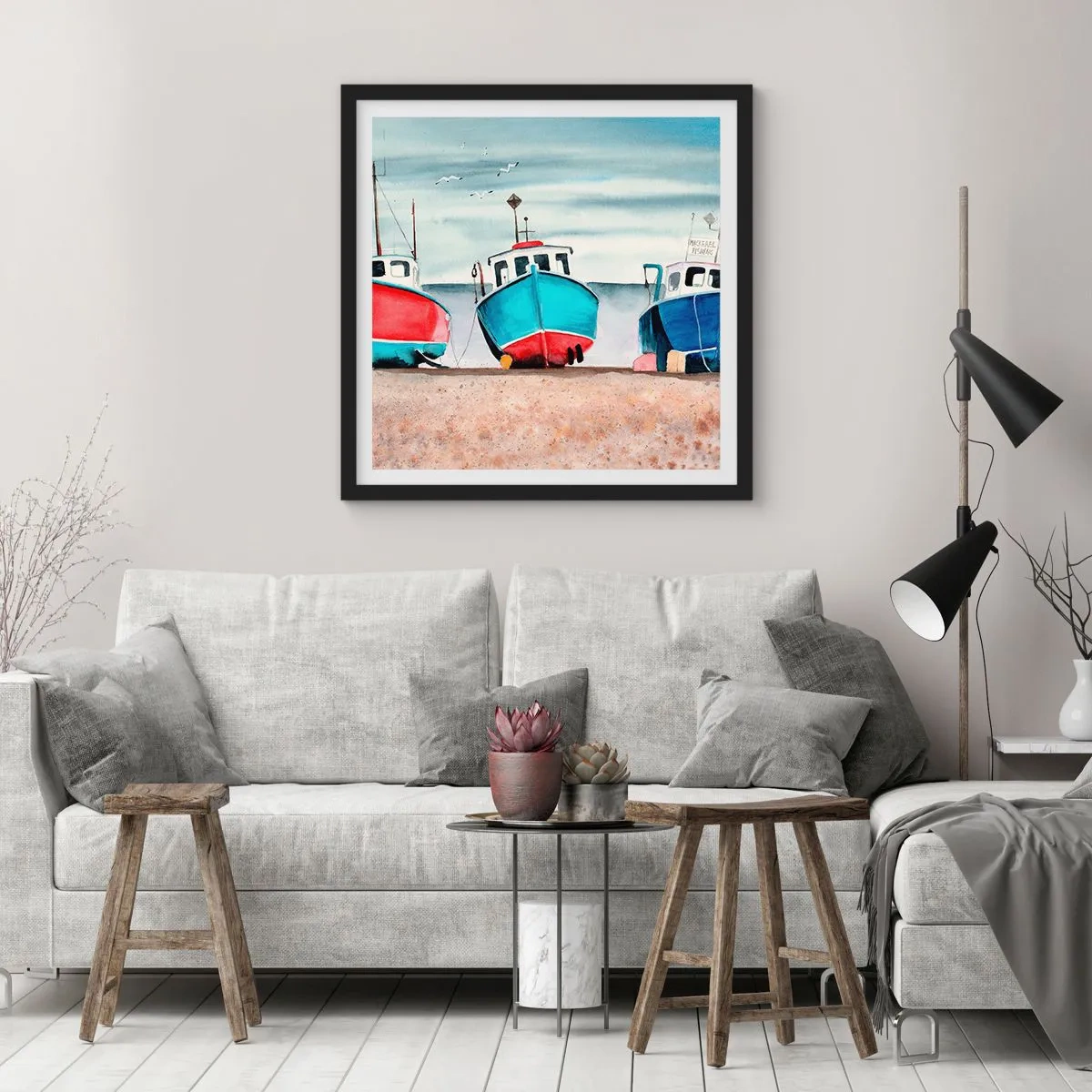 Poster în ramă neagră - Gata pentru pescuit - 40x40 cm