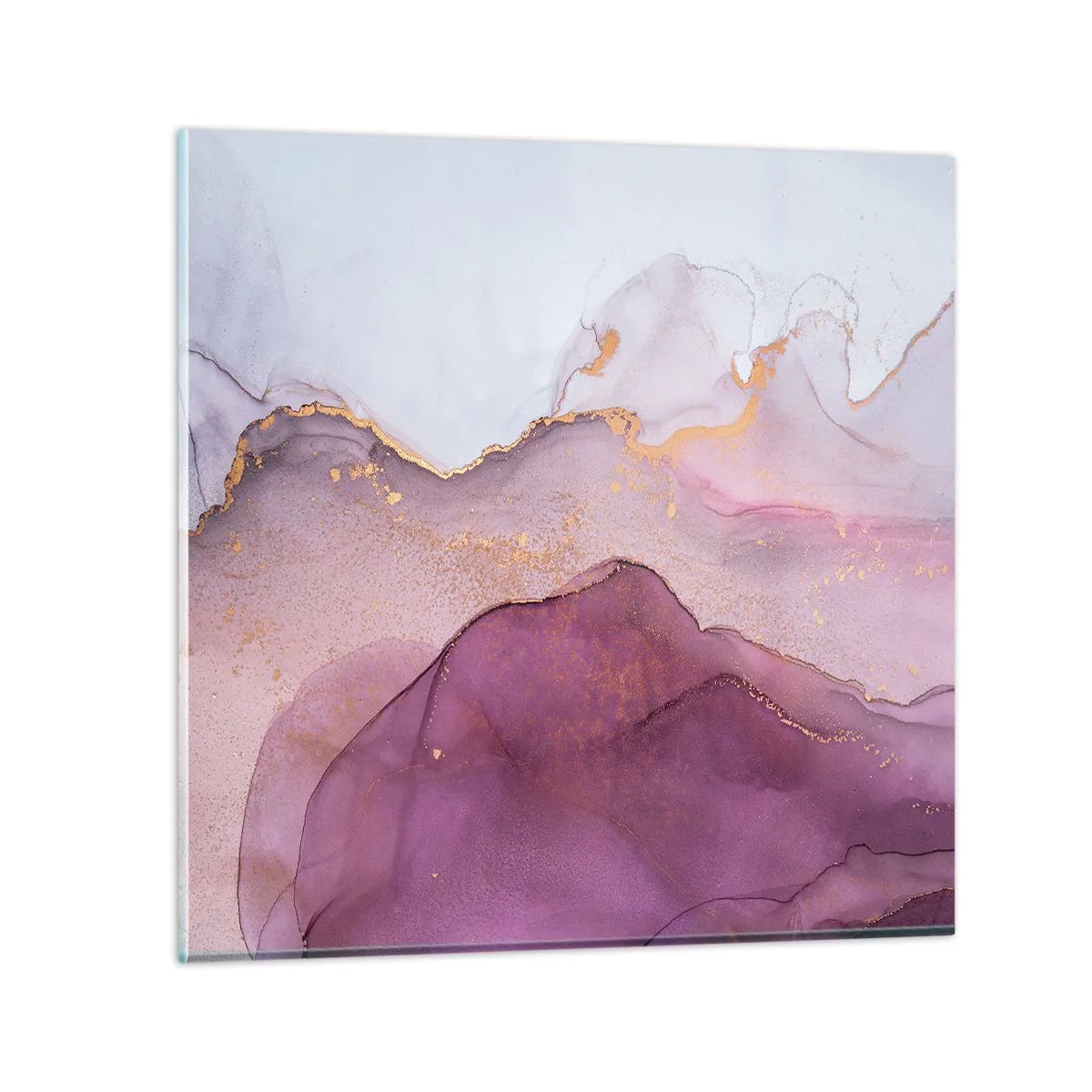 Tablou pe sticlă - Valuri de liliac și violet - 30x30 cm