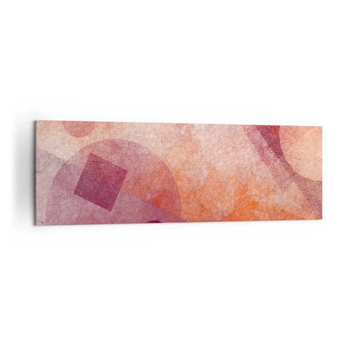 Tablou pe pânză - Transformări geometrice în roz - 160x50 cm