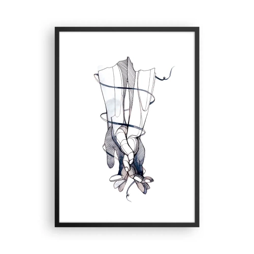 Poster în ramă neagră - Mâini artistice cu flori și linii delicate - 50x70cm - Un studiu al atingerii - Decorațiune modernă pentru perete pentru living și dormitor ARTTOR
