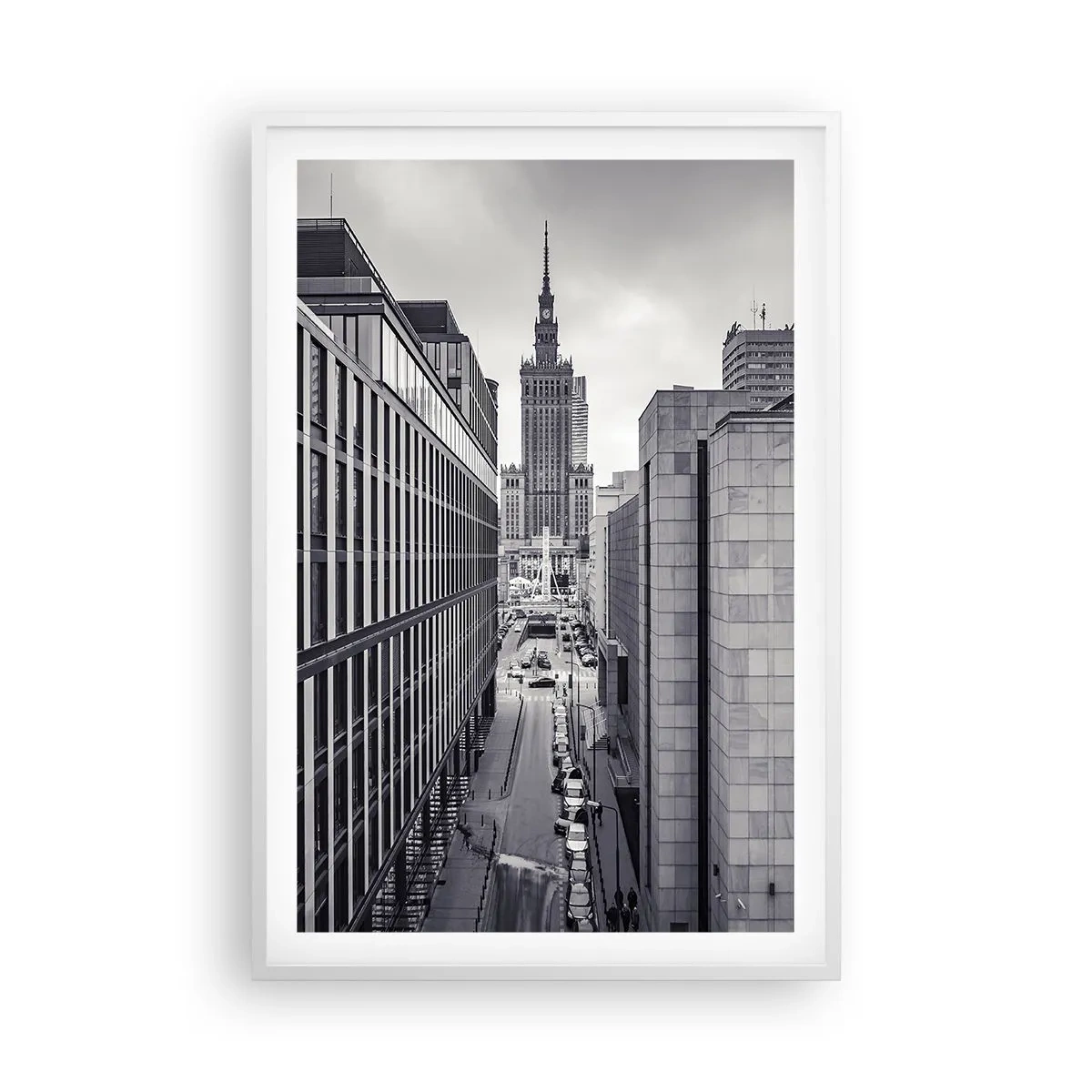 Poster în ramă albă - Vale citadină din Varșovia - 61x91 cm