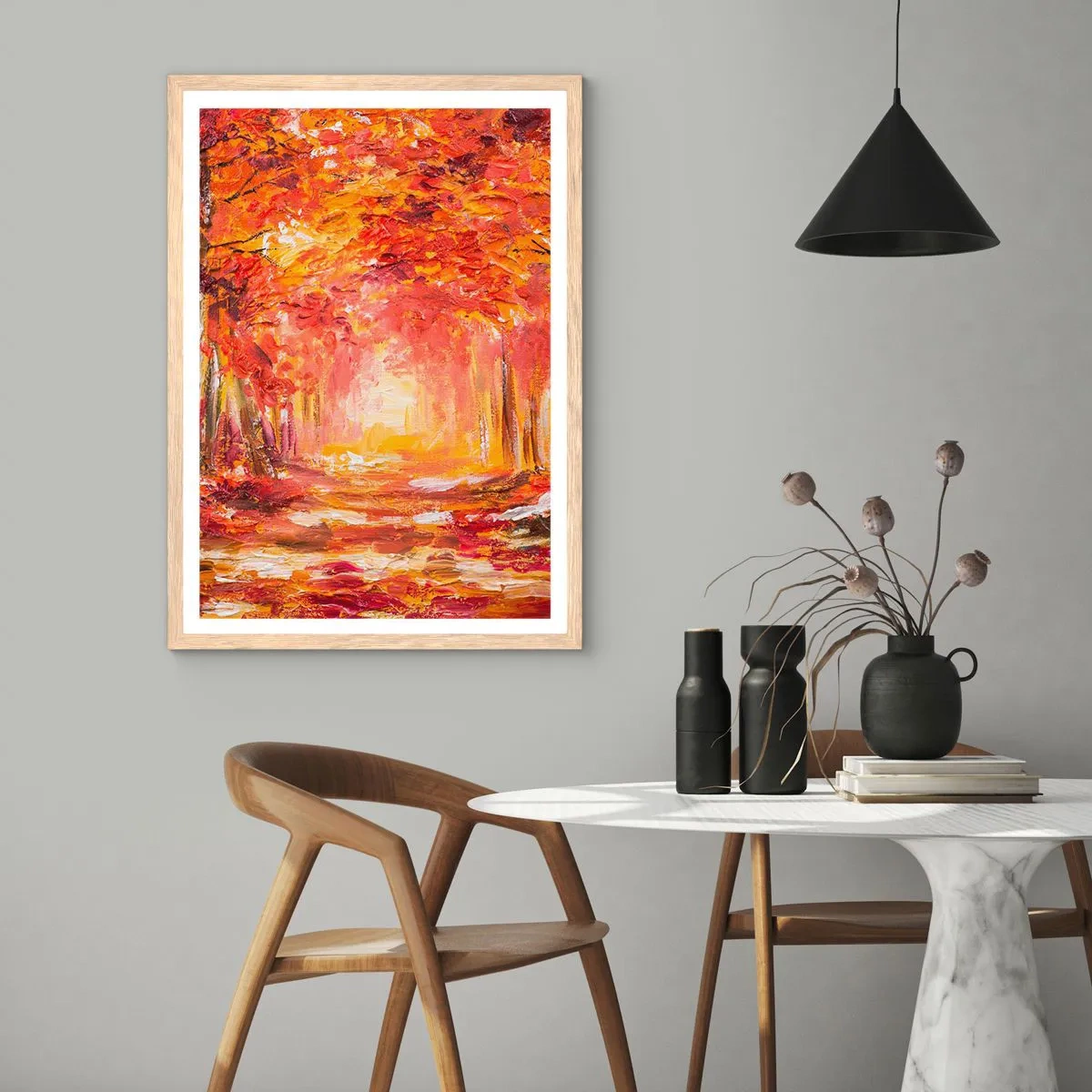 Poster în ramă de stejar deschis - Pădurea de cupru - 61x91 cm