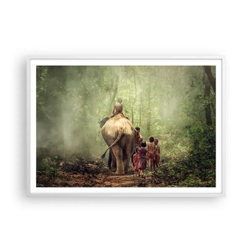 Poster în ramă albă - Noua Carte a Junglei - 100x70 cm