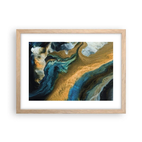 Poster în ramă de stejar deschis - Albastru - galben - influență reciprocă - 40x30 cm