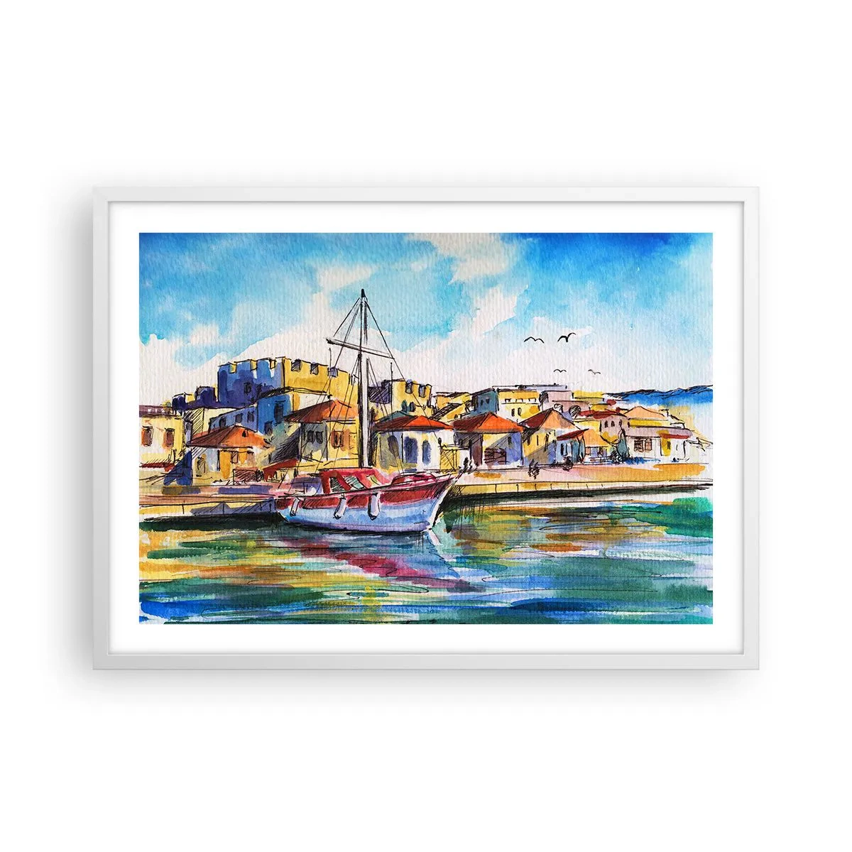 Poster în ramă albă - Curcubeu după-amiază - 70x50 cm