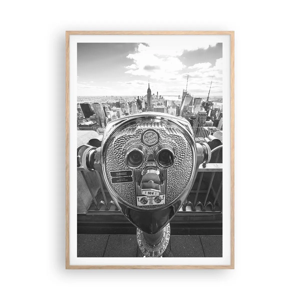 Poster în ramă de stejar deschis - Orașul de deasupra orașelor - 70x100 cm