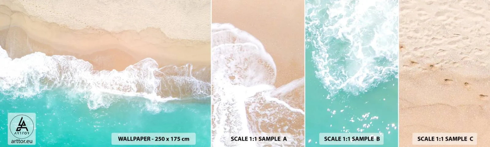 Mostră de Tapet Standard Eco - Atingere mângâietoare - Peisaj, Valul mării, plajă - 100x30 cm