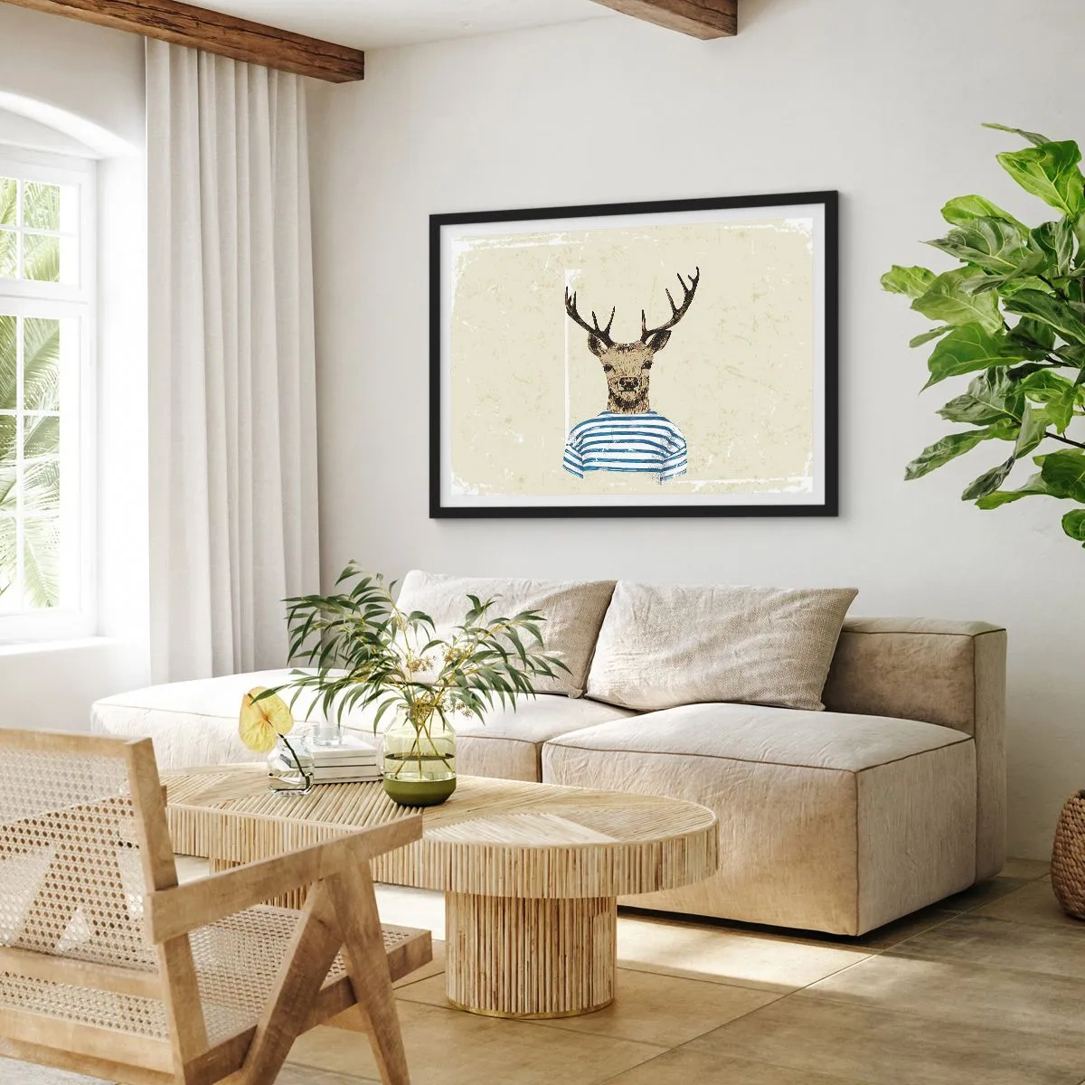 Poster în ramă neagră - Pentru că îmi plac cămășile cu dungi! - 70x50 cm