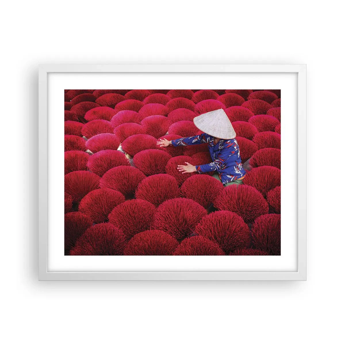 Poster în ramă albă - Într-un câmp de orez - 50x40 cm