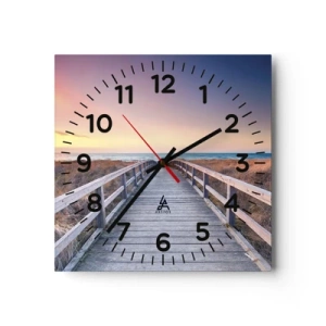 Ceas de perete - Ceas pe sticlă - Aurora baltică de seară - 40x40 cm