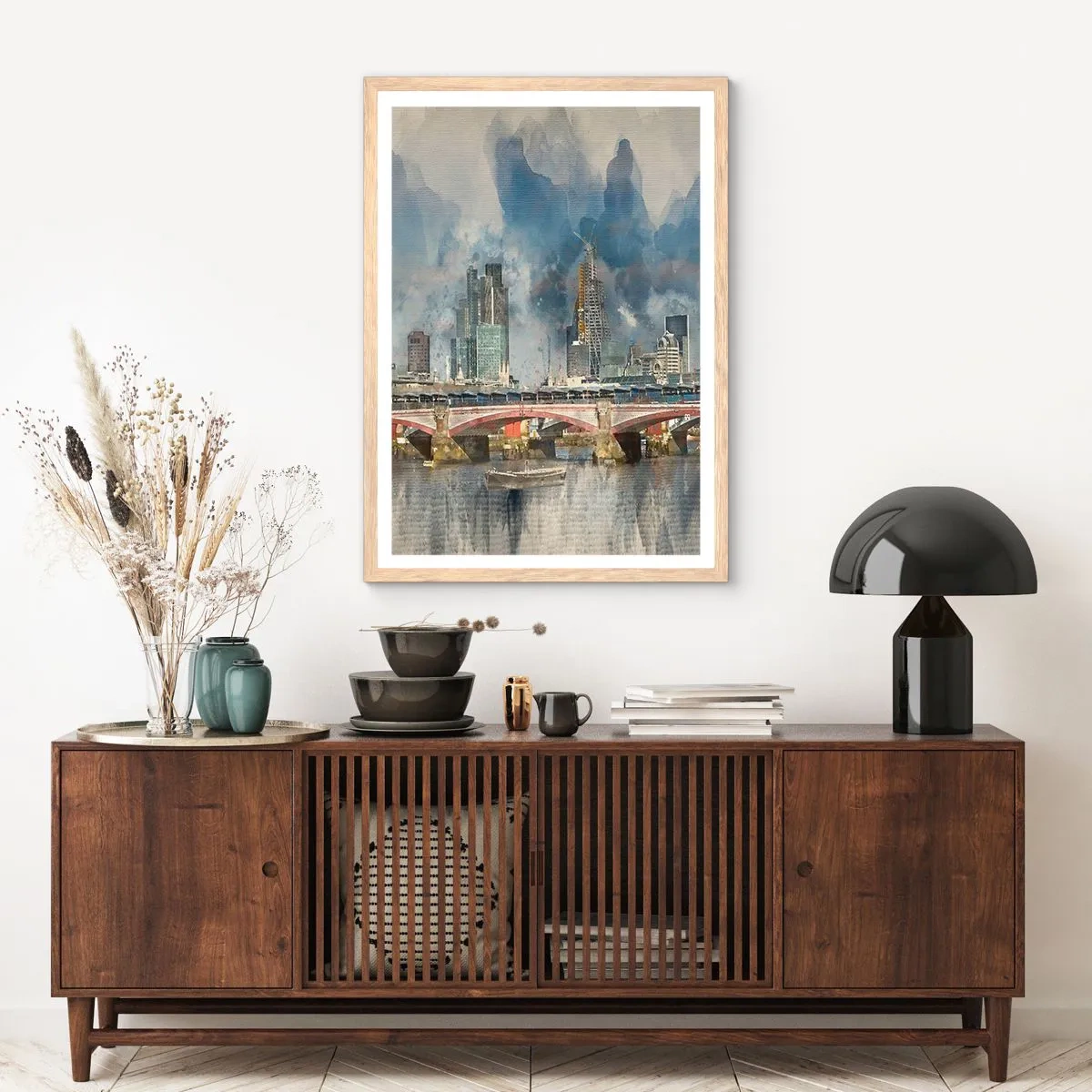 Poster în ramă de stejar deschis - Londra în toată splendoarea ei - 61x91 cm