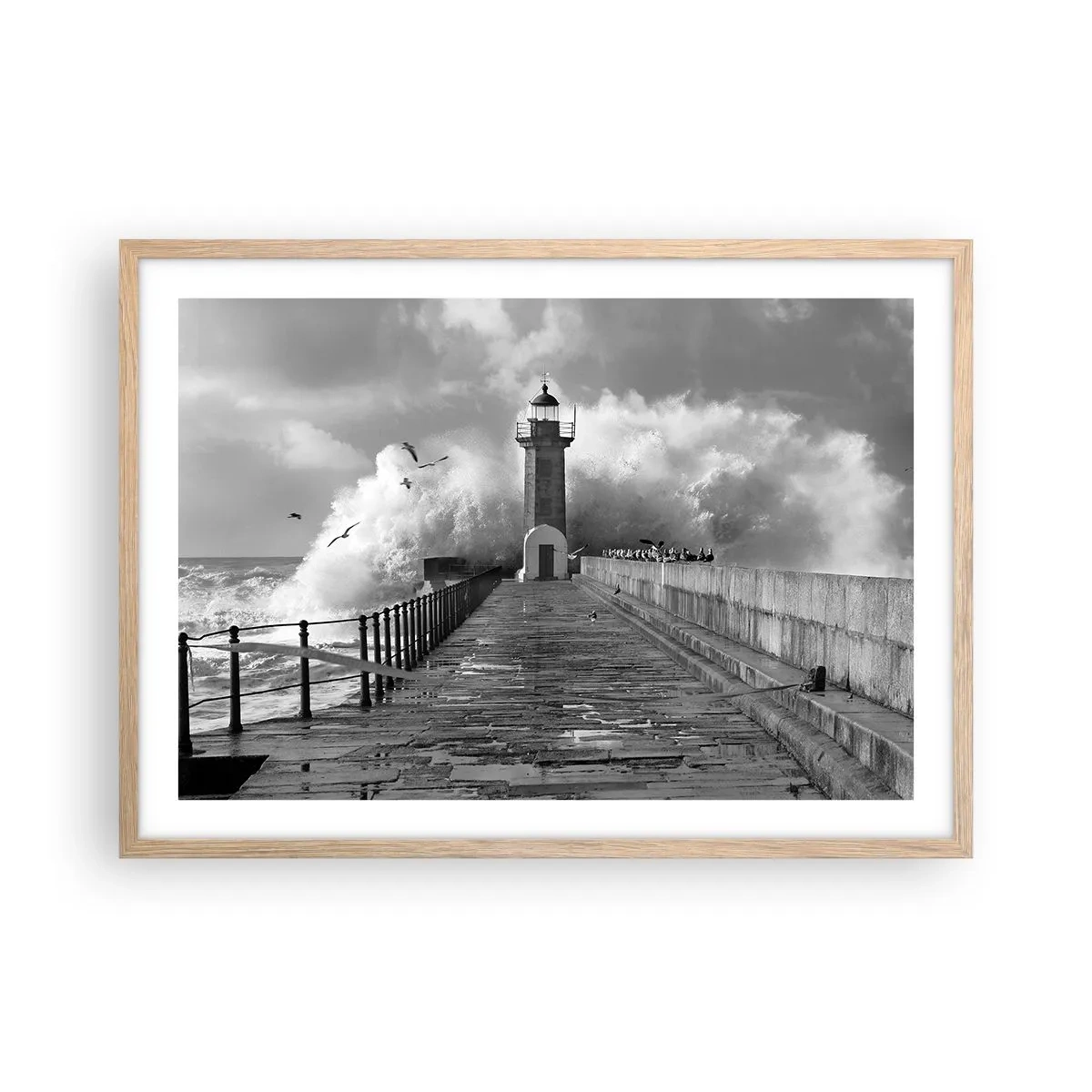 Poster în ramă de stejar deschis - Fără frică  - 70x50 cm